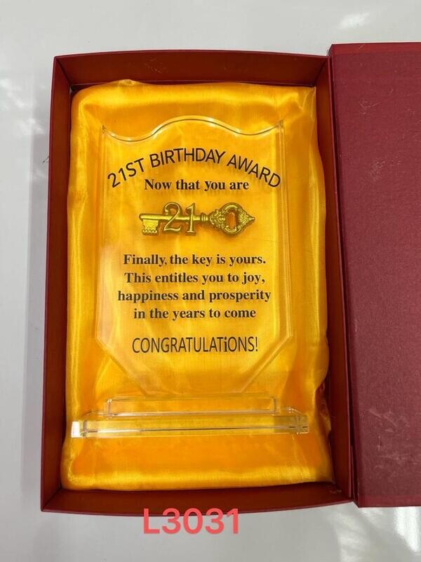 21st Birthday Key Glass