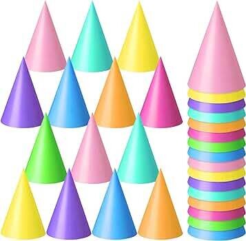 10pcs Plain Cone Paper Party Hats