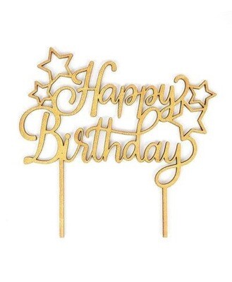 Wooden Happy Birthday Cake Toppers