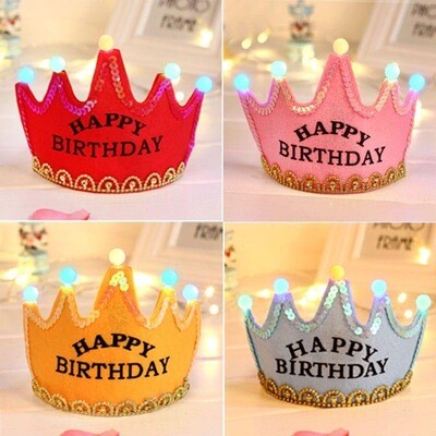 Happy Birthday Crown with Led Lights