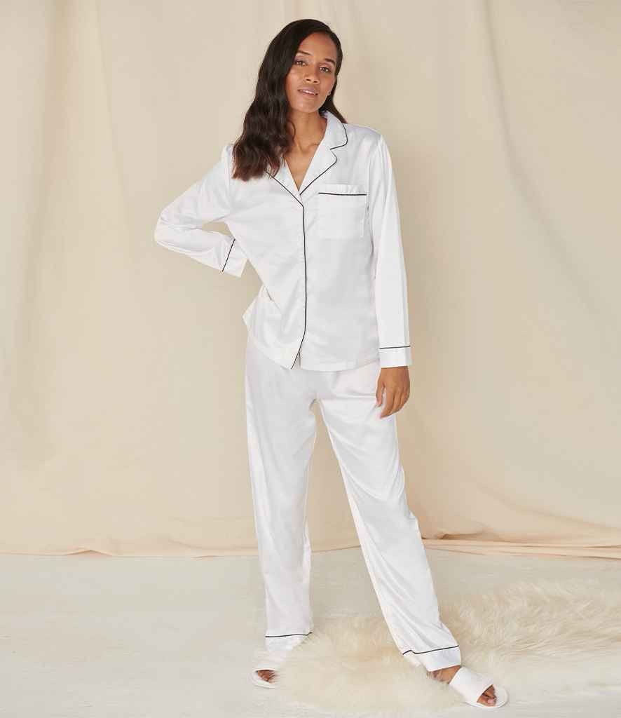OYL - 2pcs Long Satin Nurse PJ Set