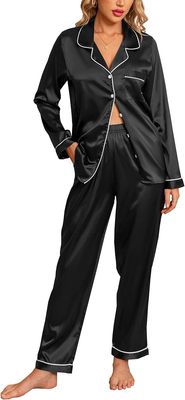 OYL - 2pcs Long Satin Nurse PJ Set