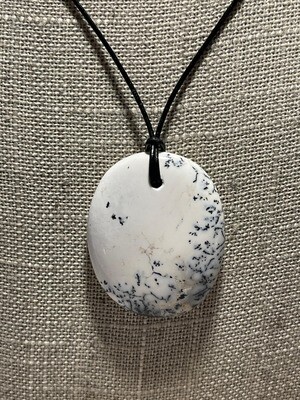Bare Naked Dendritic Opal Pendant, on Italian Leather, Jewelry for people who donâ€™t wear Jewelry!