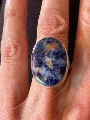 Sodalite and Sterling Silver Ring Size 7