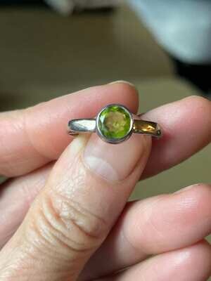 Tiny Elegant Genuine Peridot Vintage Ring Size 10 Solid Sterling Silver Antique Patina