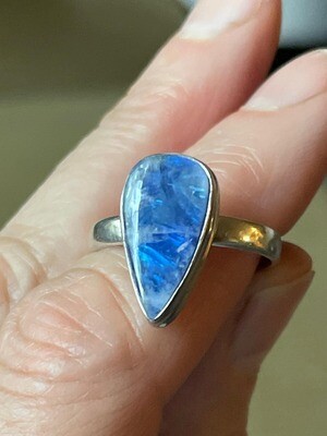 Australian Opal in Sterling Silver Ring Size 9 October Birthstone