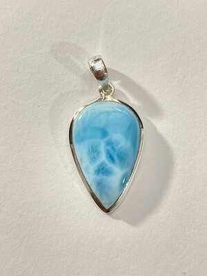 Larimar Pendant in Solid Sterling Silver with 16â€ Sterling Silver Chain