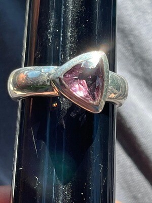 Sweetheart Pink Tourmaline and Sterling Silver Ring Size 8