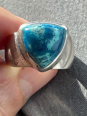 Chrysocolla and Solid Sterling Silver Ring Size 7.5