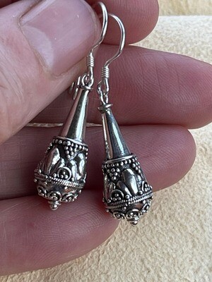 Elegant Ornate Sterling Silver Bali Dotwork Earrings