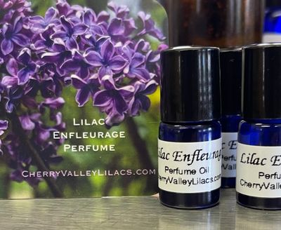 Lilac Enfleurage Perfume, Authentic Lilac Blossom Perfume Oil made from Organic Lilac Enfleurage, Limited Edition tiny 2 ml Sample Shown In The Feature Photo.