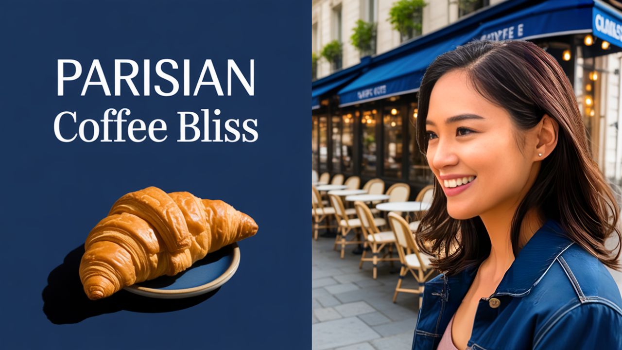 Thumbnails-female customer pictured drinking coffee in Paris  (we can put your face too)