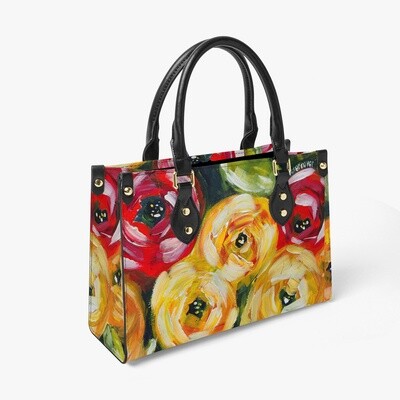Women&#39;s Tote Bag - Long Strap Red/Yellow Roses L&#39;Atelier