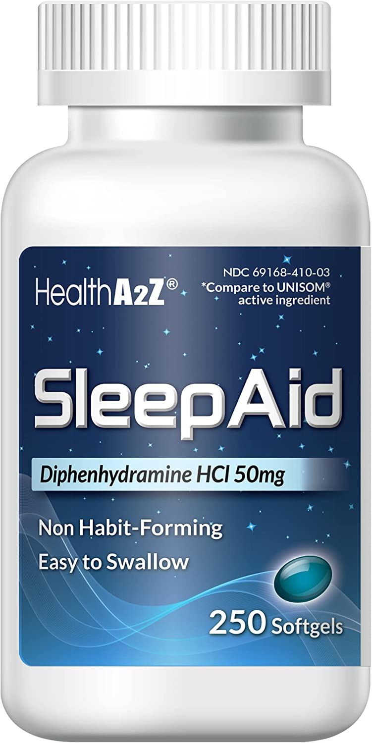 HealthA2Z Sleep Aid, 250 Soft gels Diphenhydramine HCl 50 mg