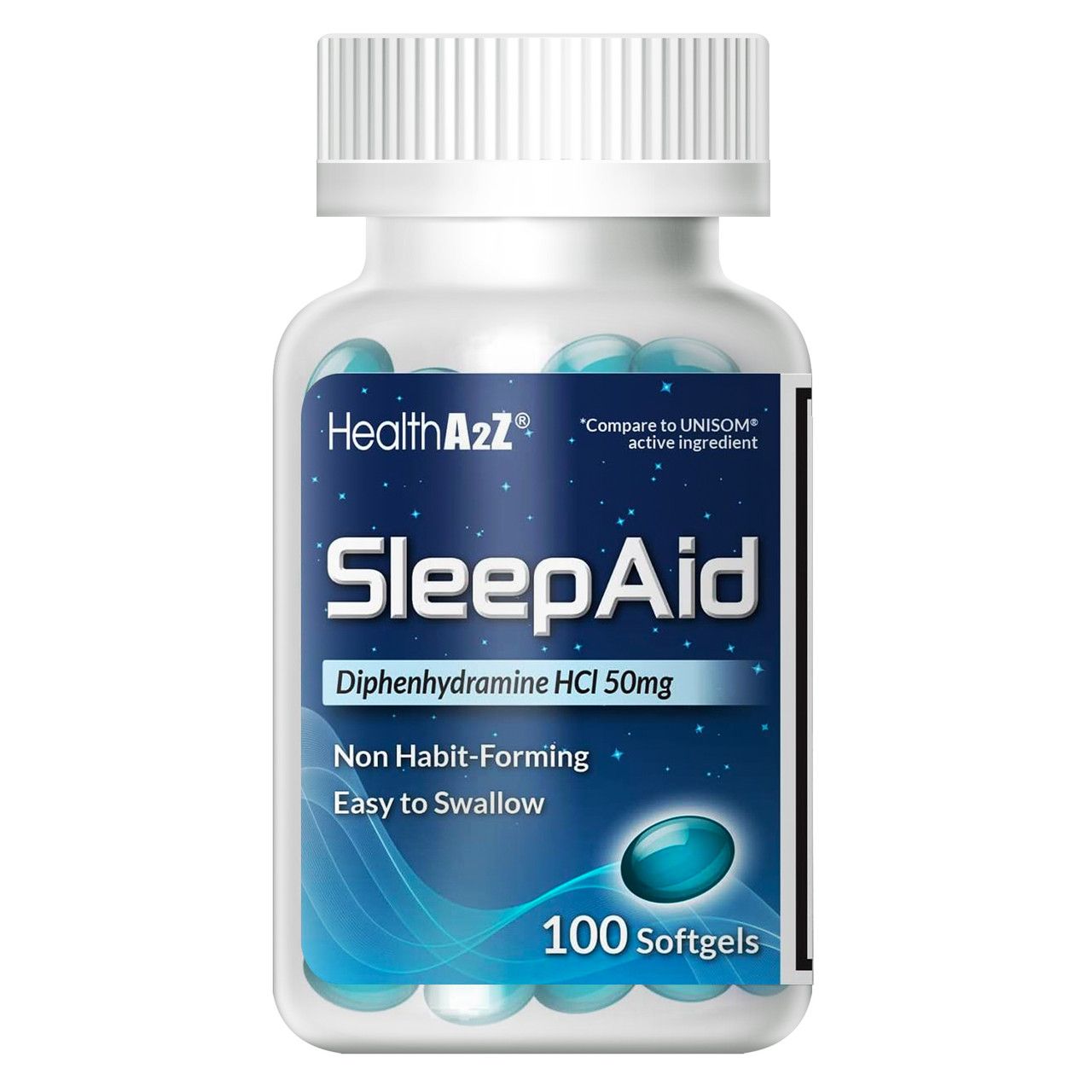 HealthA2Z®️Soft gels Diphenhydramine HCl 50 mg  Sleep Aid 100 soft capgels