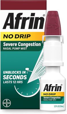 Afrin No Drip Severe Congestion Max Strength 12hrs NASAL ALLERGY RELIEF Spray
