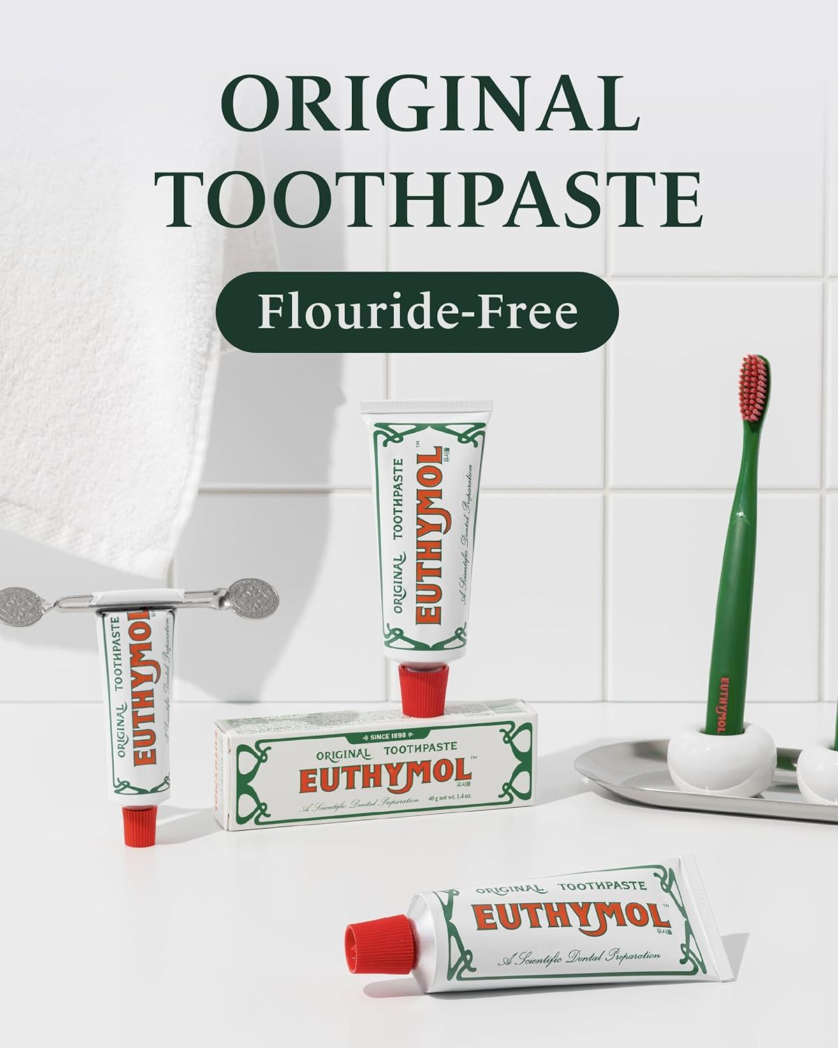 Euthymol Original Fluoride-Free Toothpaste 75ml for Sensitive Teeth &amp; Gum