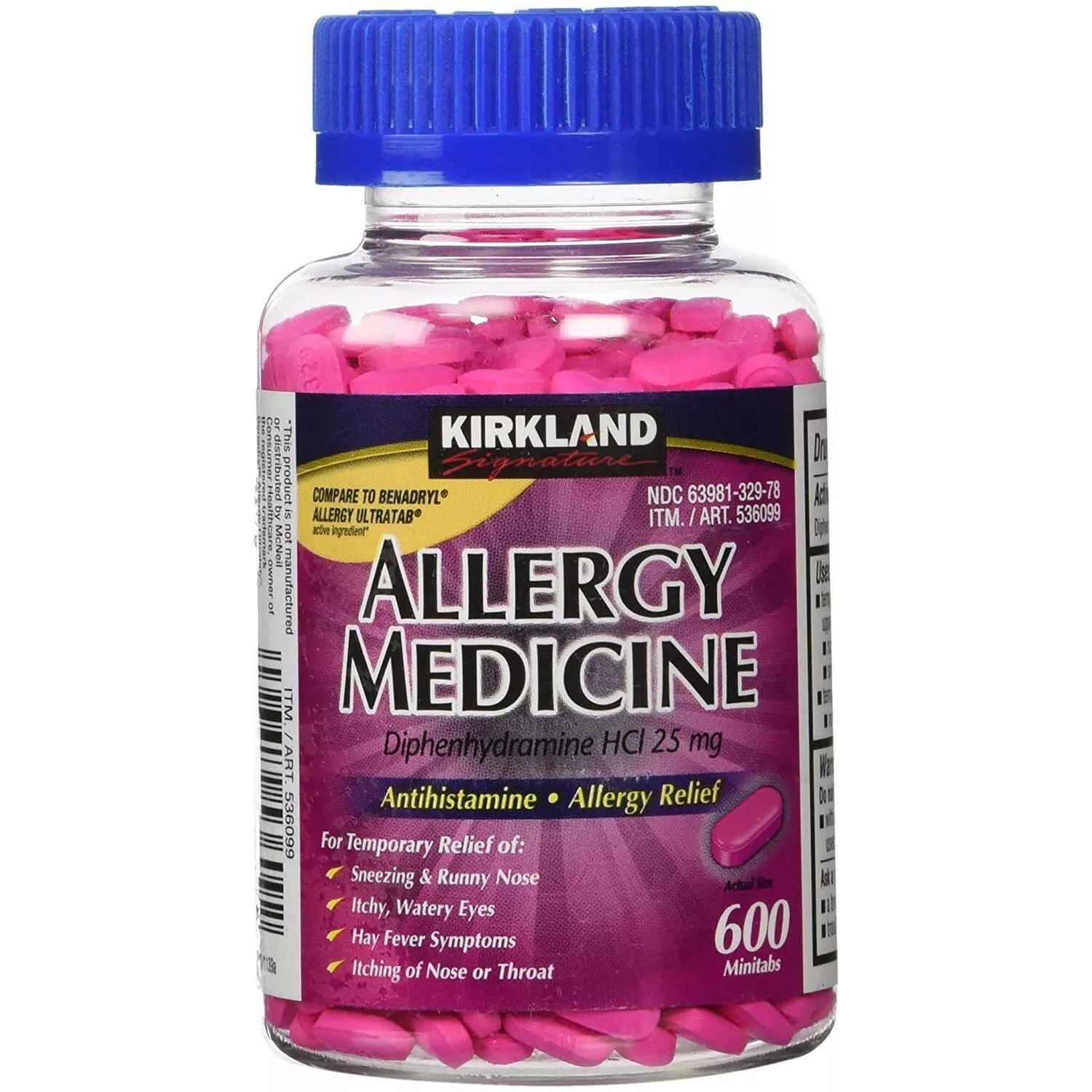 Kirkland Allergy medicine, 25 mg Diphenhydramine HCL, 600 count