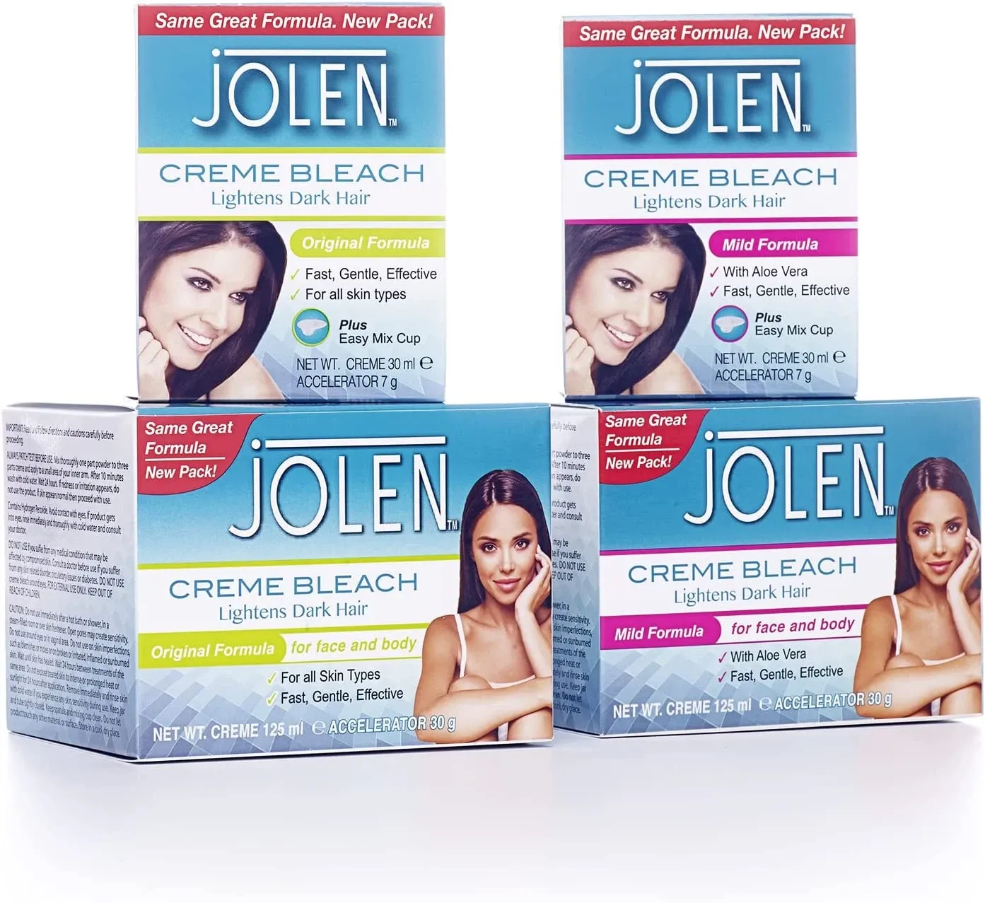 Jolen Facial Creme Bleach Lightens Dark Hair Original 30ml/125ml