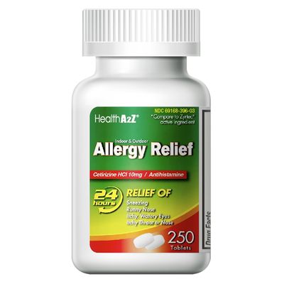 HealthA2Z® Allergy Relief Cetirizine 10mg Allergy medicine 250 count