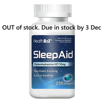 HealthA2Z Sleep Aid, 250 Soft gels Diphenhydramine HCl 50 mg