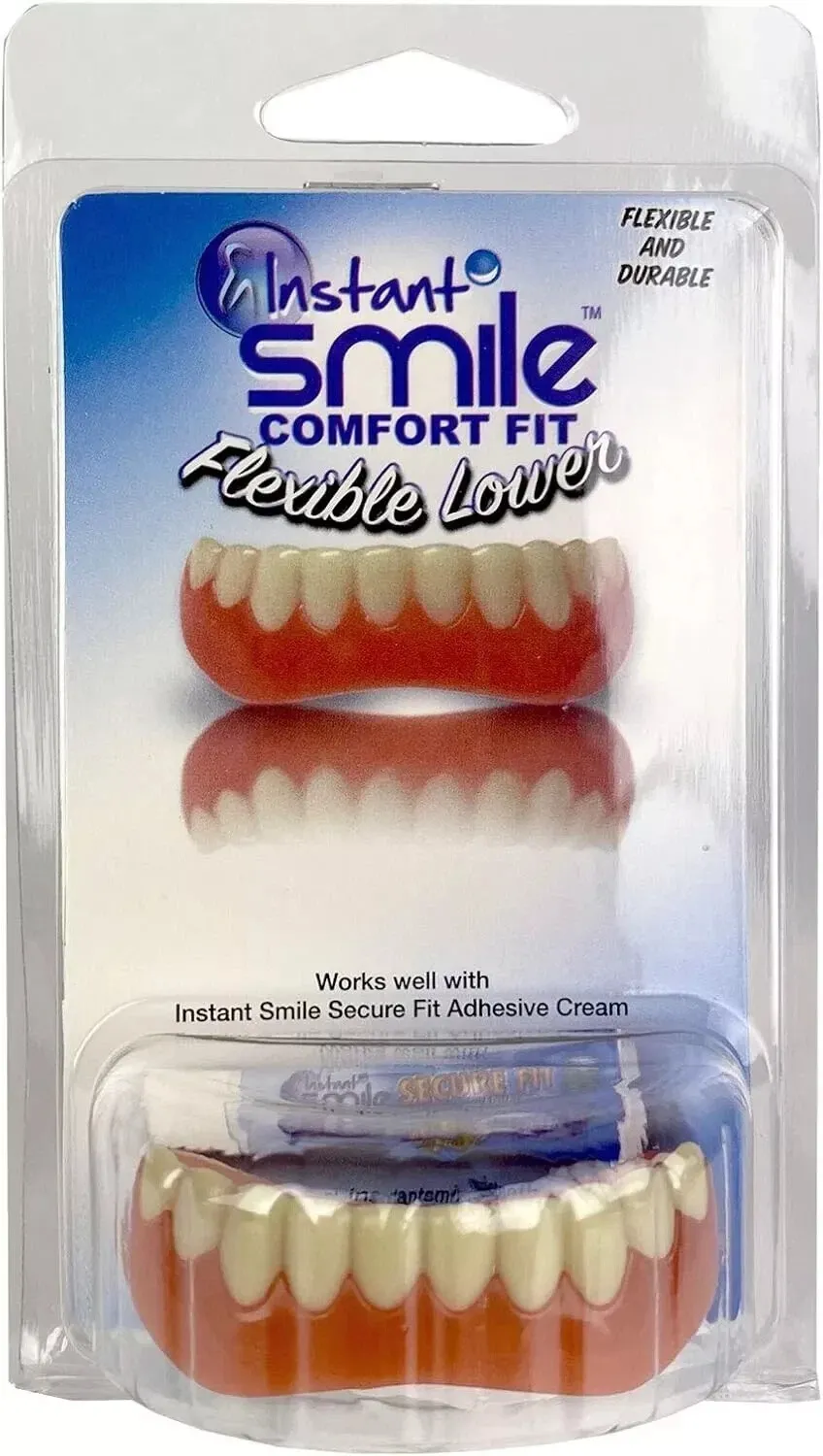 Snap-on false teeth dental repair kit packaging