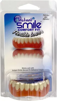 Snap-on false teeth dental repair kit packaging