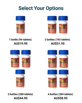 Buy OTC non-habit-forming sleep aid tablets to help with falling asleep. Choose 4 options of the Kirkland Signature bottles.