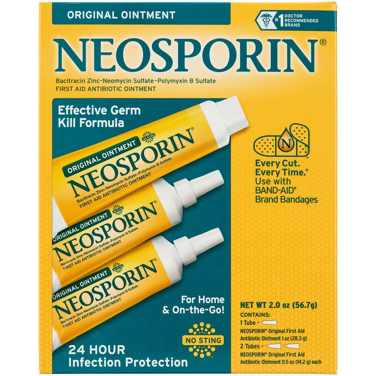 Neosporin Original First Aid Antibiotic Ointment 14g x 2 tubes + 28g tube - packaging front view