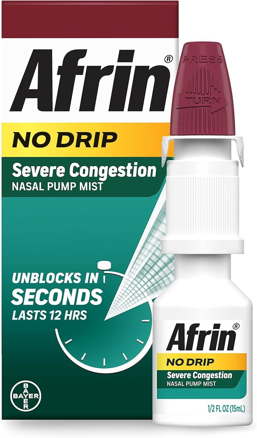 Afrin No Drip Severe Congestion Max Strength Nasal Spray Bottle  - Front View