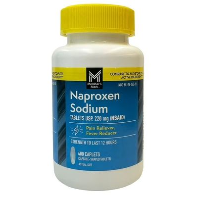 Naproxen Sodium 220mg NSAID Pain Reliever / Fever Reducer 400 tablets Aleve naproxen sodium 220mg 320 caplets - bottle view