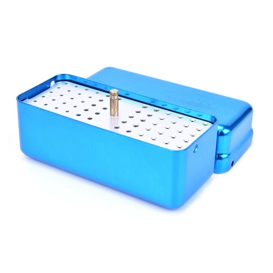Caja de aluminio para esterilización de limas y fresas