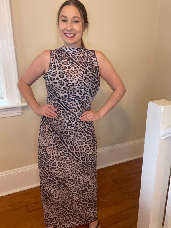 Leopard Print Sheer Maxi Swim Cover