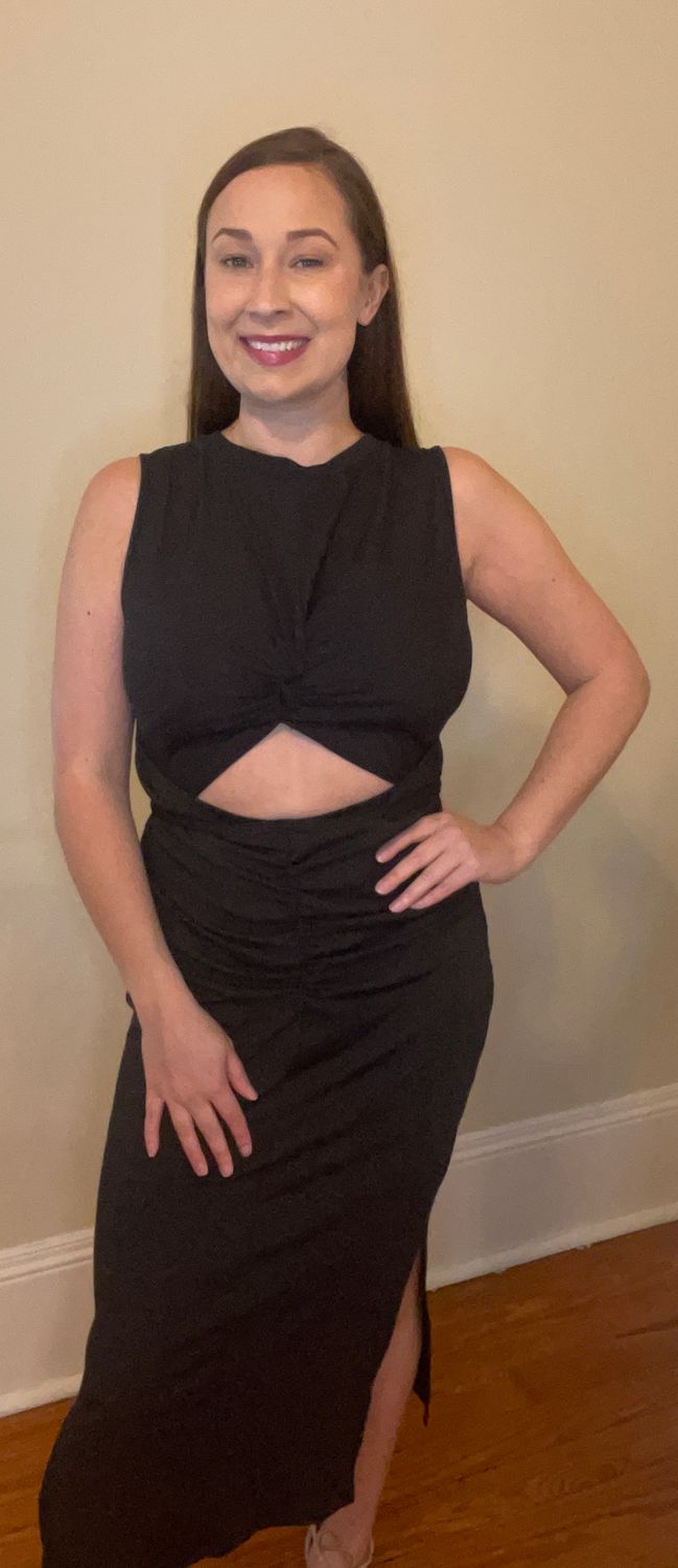 Black Middle Cutout Midi Dress