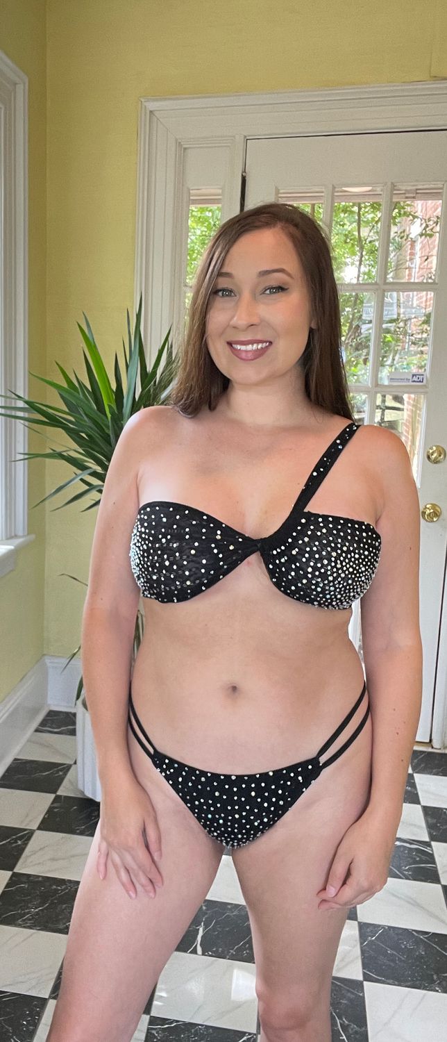Mesh Swimsuit with Rhinestones