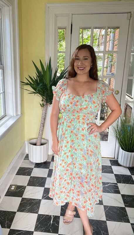 Mint Floral Midi Dress