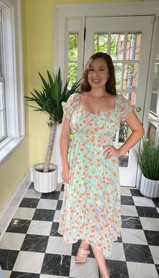 Mint Floral Midi Dress