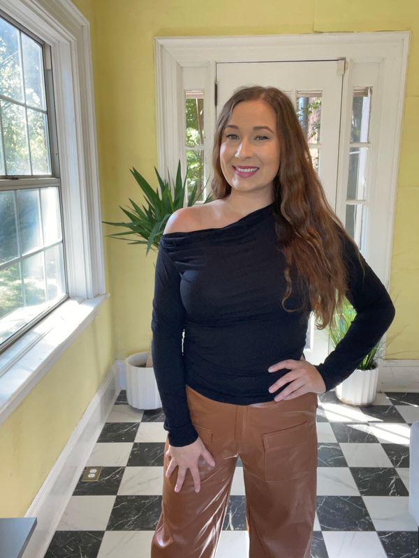 One shoulder long sleeve top