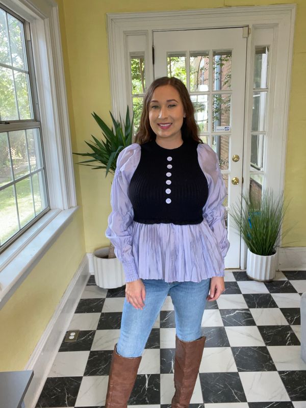 Blue Long Sleeve Top with built in vest