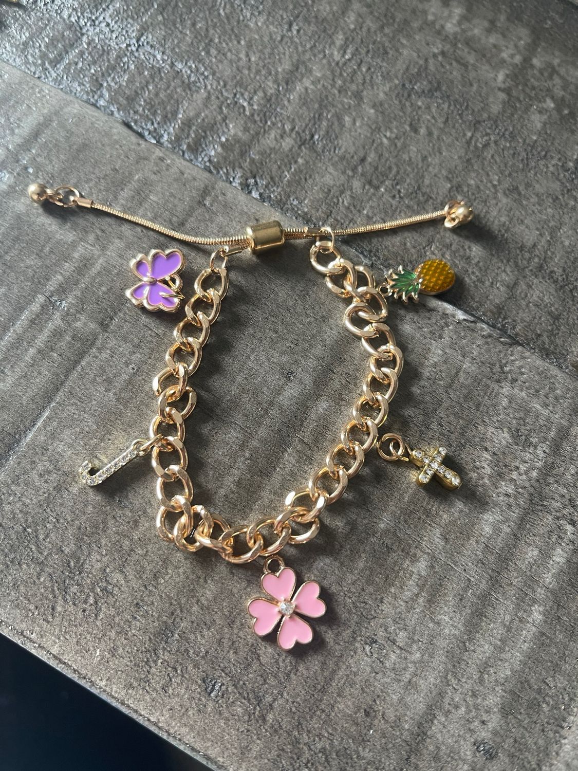 Bracelet With Adjustable Size Stainless Steel With Overlay
