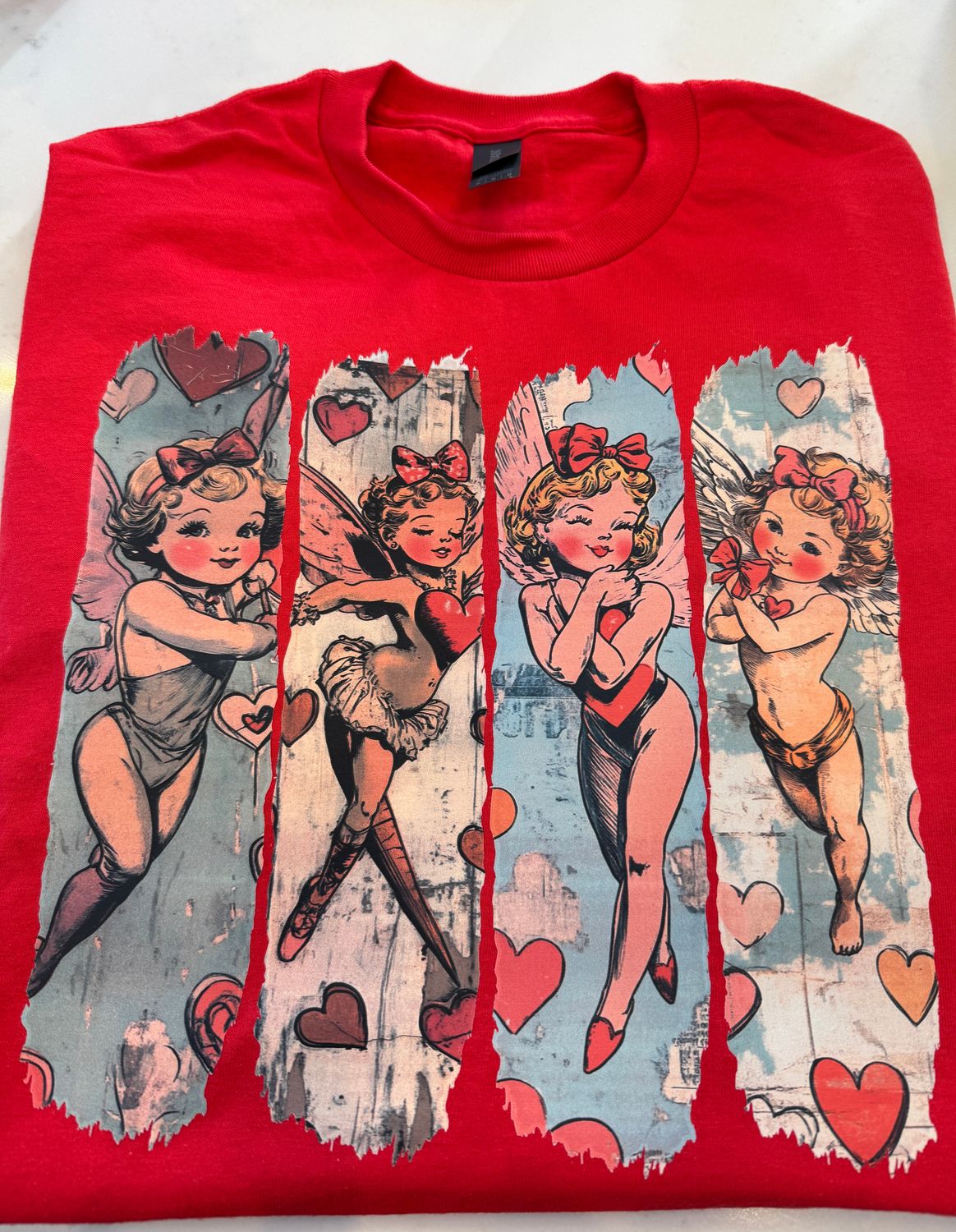 Vintage Cupid Valentines Day Print T-shirt