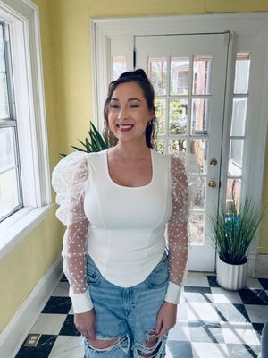 White Puff Sleeve Top