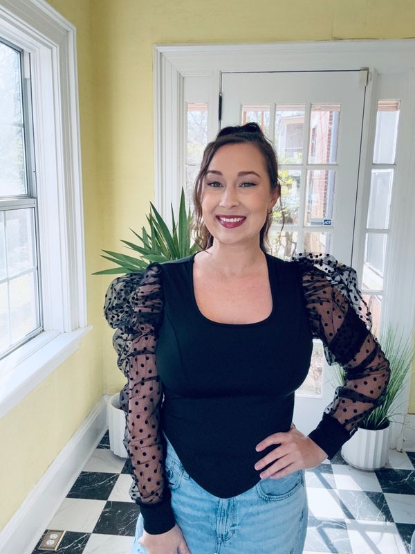 Black Puff Sleeve Top