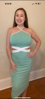Mint Green Side Cutout Midi Halter Dress