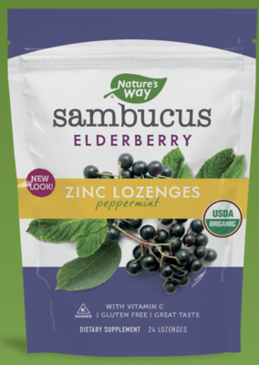 Sambucus Elderberry Zinc Lozenges peppermint - 24 lozenges