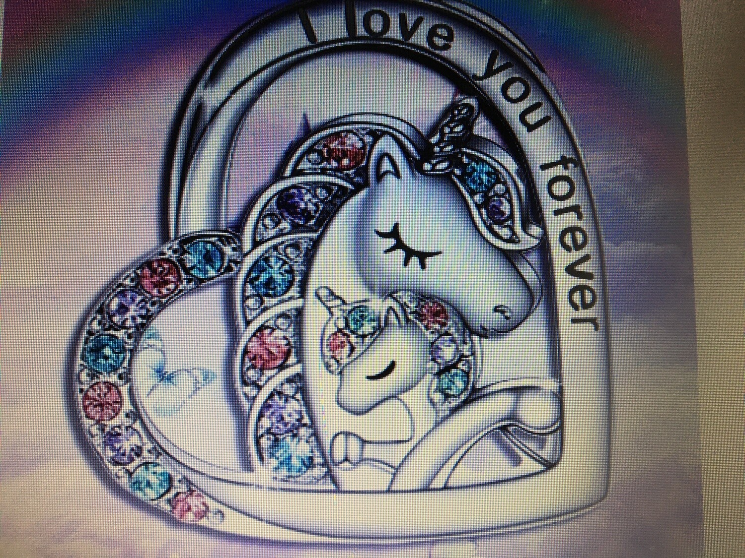 Unicorn heart shaped necklace