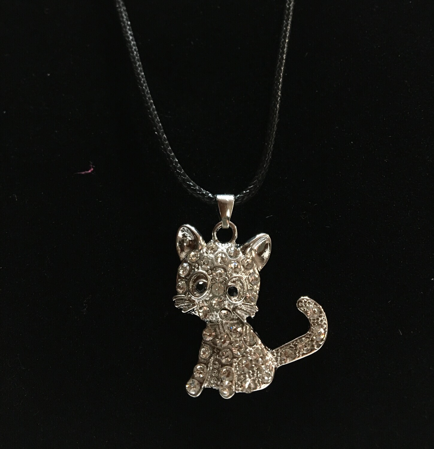 Rhinestone Kitty Necklace