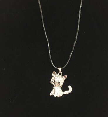 Rhinestone Kitty Necklace