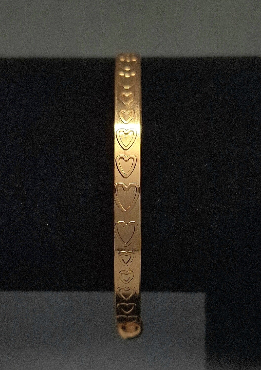 Gold Heart Bangle Bracelet