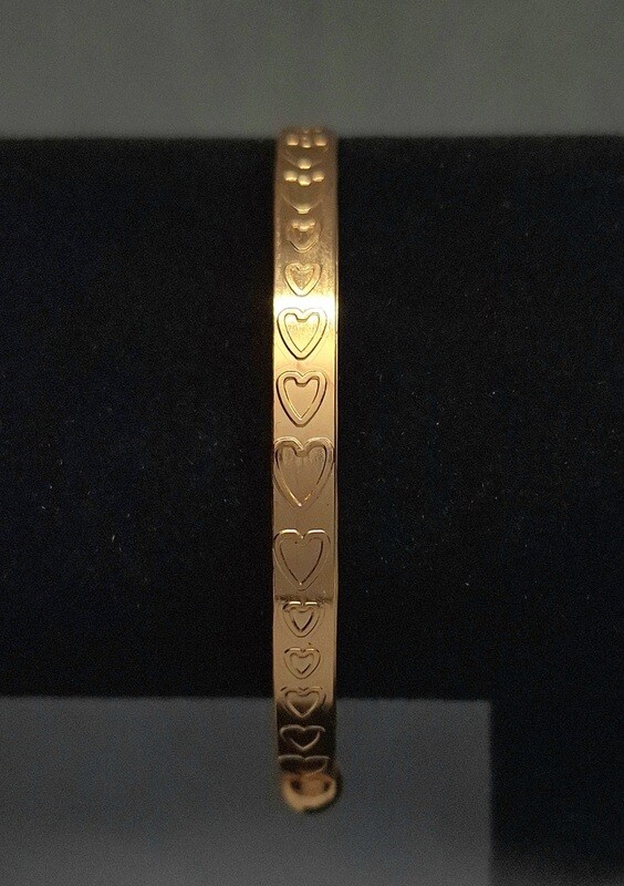 Gold Heart Bangle Bracelet